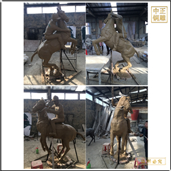鑄銅關公 騎馬銅雕塑鑄造廠家