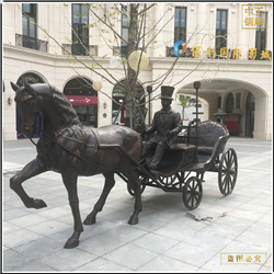 鑄銅關(guān)公 拉馬車步行街景觀雕塑