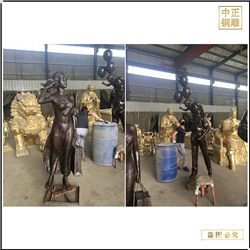鑄銅關公 購物人物銅雕塑擺件