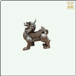 鑄銅關公 帶翅膀銅獬豸雕塑鑄造廠家